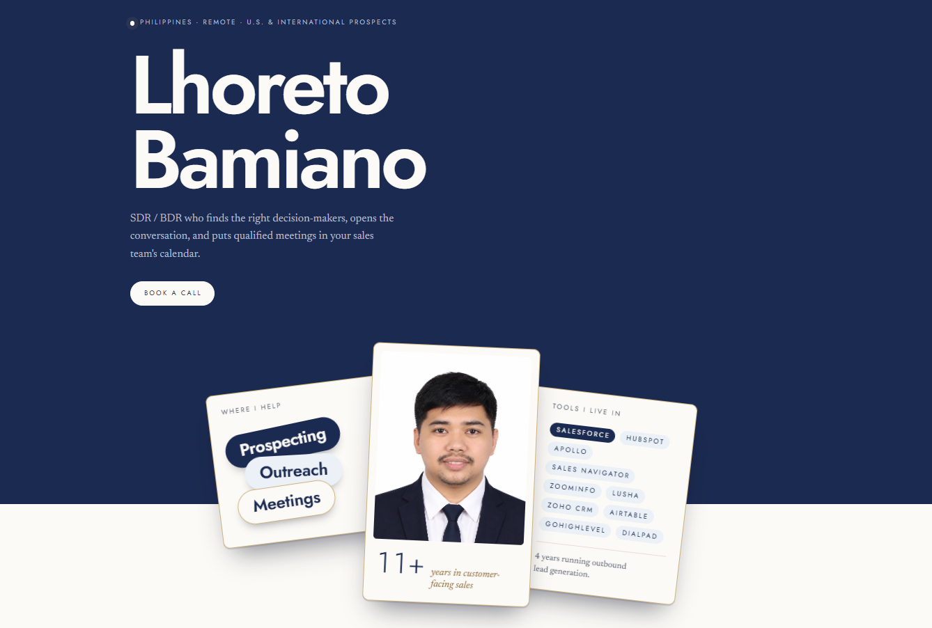Lhoreto Bamiano sales portfolio homepage